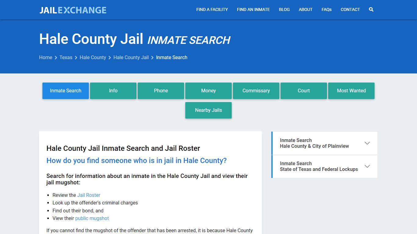 Inmate Search: Roster & Mugshots - Hale County Jail, TX - Jail Exchange